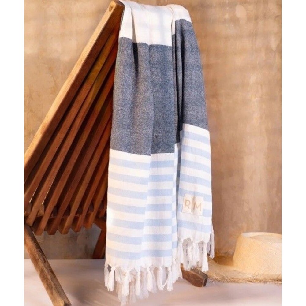 RACHEL MIRIAM - Positano Turkish Beach/Pool Towel - Sea Blue - New - Curateur